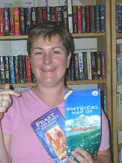 Helen in a bookshop in Ulaan Baator...